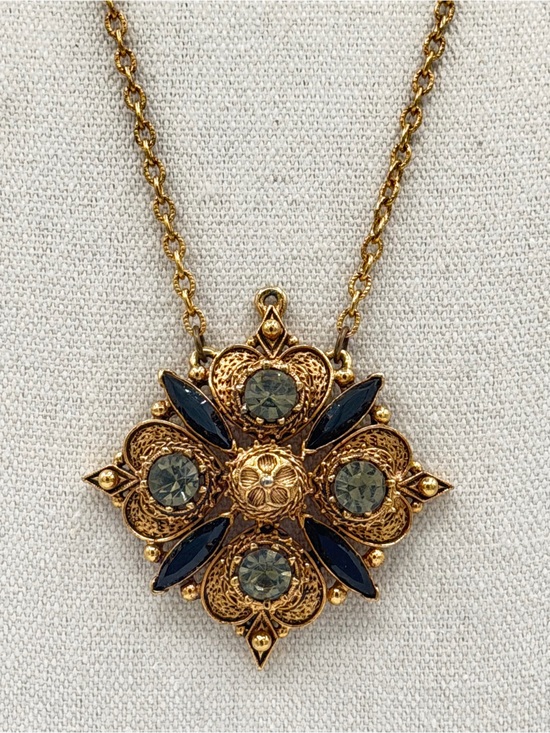 Florenza Jewelry - Florenza Vintage 40s-70s Victorian Revival Maltese Cross & Heart necklace